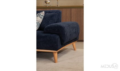 Medusa Home Mobilya - Marchio Mavi Üçlü Koltuk