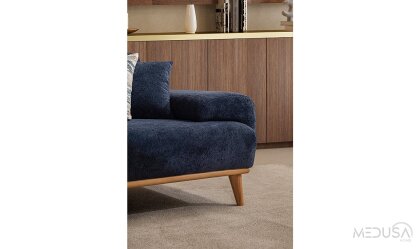 Medusa Home Mobilya - Marchio Mavi Üçlü Koltuk