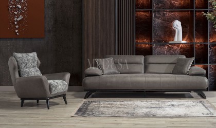 Medusa Home Mobilya - Maribel Antrasit Üçlü Koltuk
