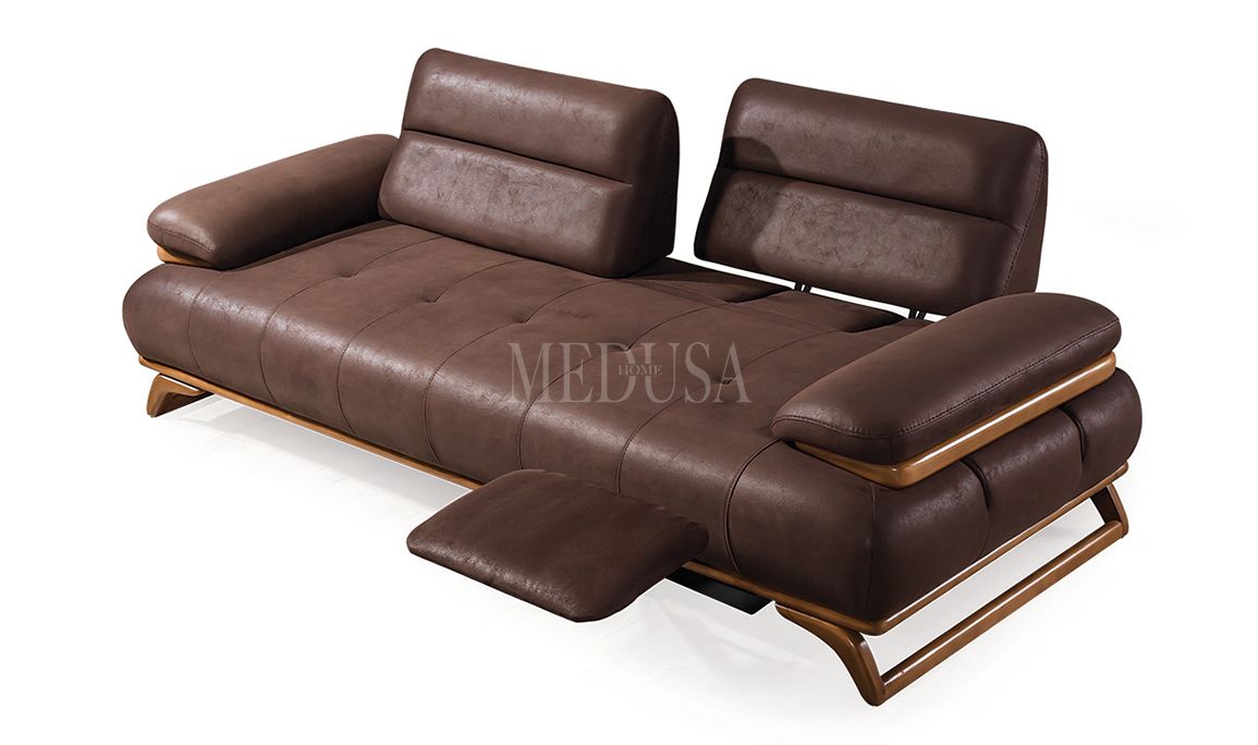 Medusa Home Mobilya - Maribel Kahve Üçlü Koltuk