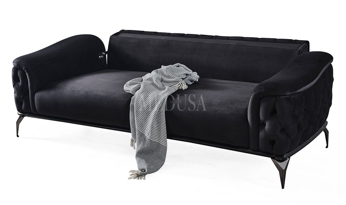 Medusa Home Mobilya - Marin Üçlü Koltuk Siyah