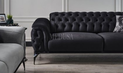 Medusa Home Mobilya - Marin Üçlü Koltuk Siyah