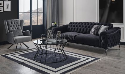 Medusa Home Mobilya - Marin Üçlü Koltuk Siyah