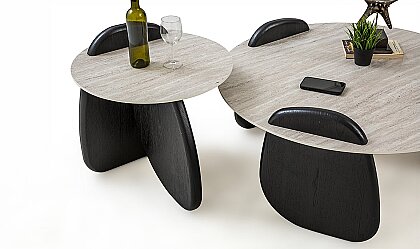 Medusa Home Mobilya - Markiz Siyah Traverten Orta Sehpa