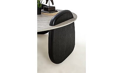 Medusa Home Mobilya - Markiz Siyah Traverten Sehpa Seti
