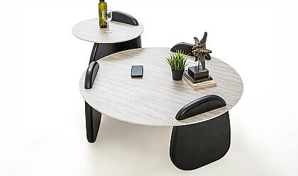 Medusa Home Mobilya - Markiz Siyah Traverten Yan Sehpa