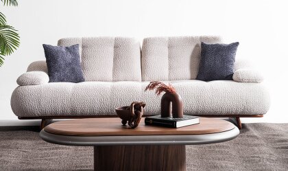 Medusa Home Mobilya - Maser Plus Krem Üçlü Koltuk