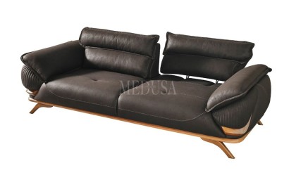 Medusa Home Mobilya - Maserati Siyah Üçlü Koltuk