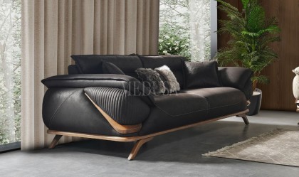 Medusa Home Mobilya - Maserati Siyah Üçlü Koltuk