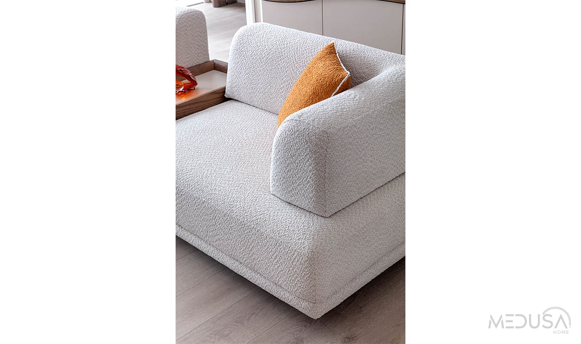 Medusa Home Mobilya - Matilda Ceviz Sehpalı Üçlü Koltuk