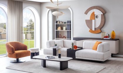 Medusa Home Mobilya - Matilda Sehpalı Üçlü Koltuk