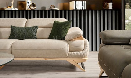 Medusa Home Mobilya - Maverick Dış Budak Beyaz Üçlü Koltuk