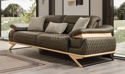 Medusa Home Mobilya - Maverick Dış Budak Yeşil Üçlü Koltuk