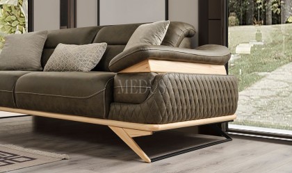 Medusa Home Mobilya - Maverick Dış Budak Yeşil Üçlü Koltuk