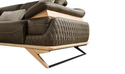 Medusa Home Mobilya - Maverick Dış Budak Yeşil Üçlü Koltuk