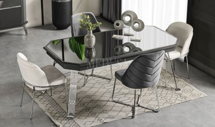 Medusa Home Mobilya - Max Antrasit-Silver Yemek Masası
