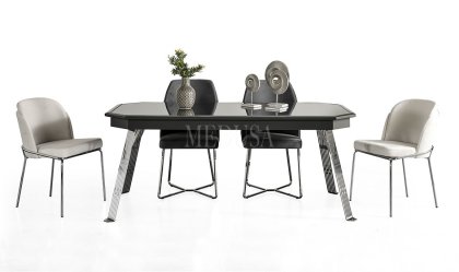 Medusa Home Mobilya - Max Antrasit-Silver Yemek Masası