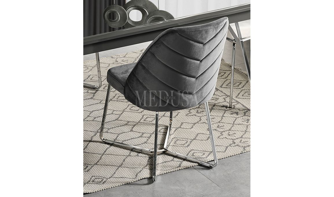 Medusa Home Mobilya - Max Antrasit-Silver Yemek Masası