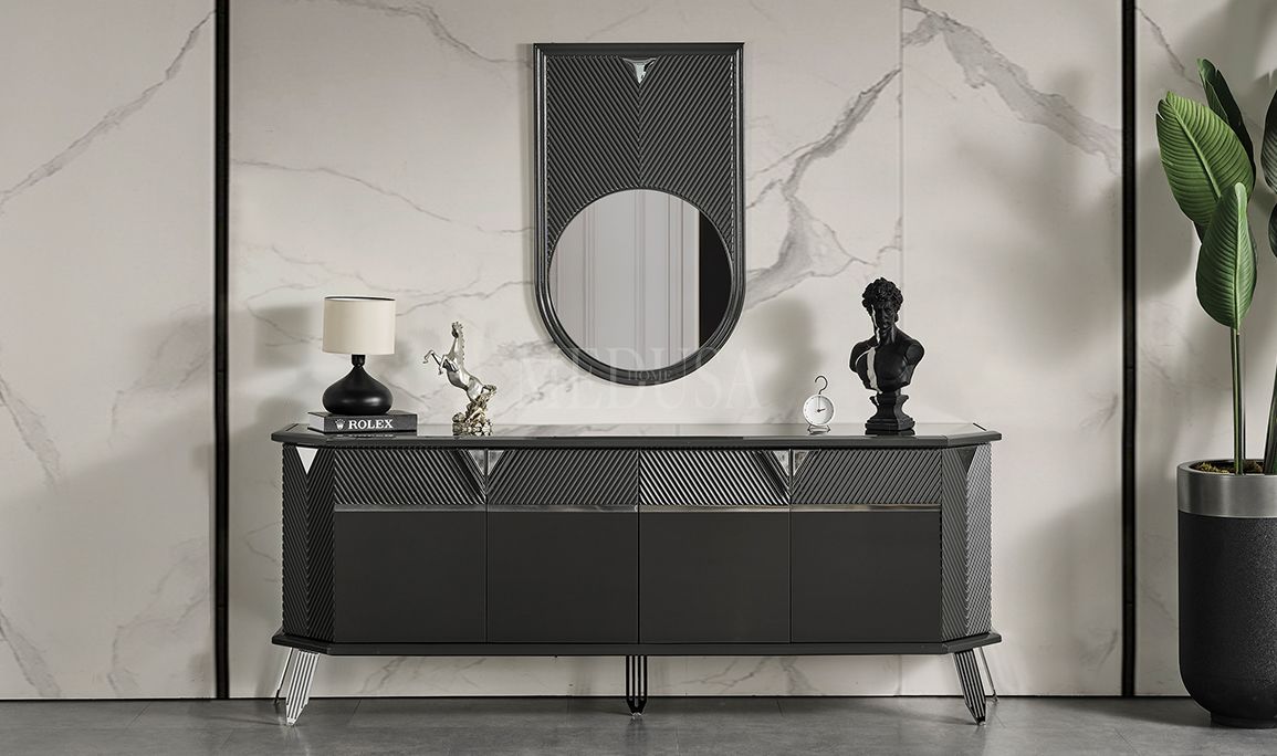 Medusa Home Mobilya - Max Antrasit-Silver Yemek Odası