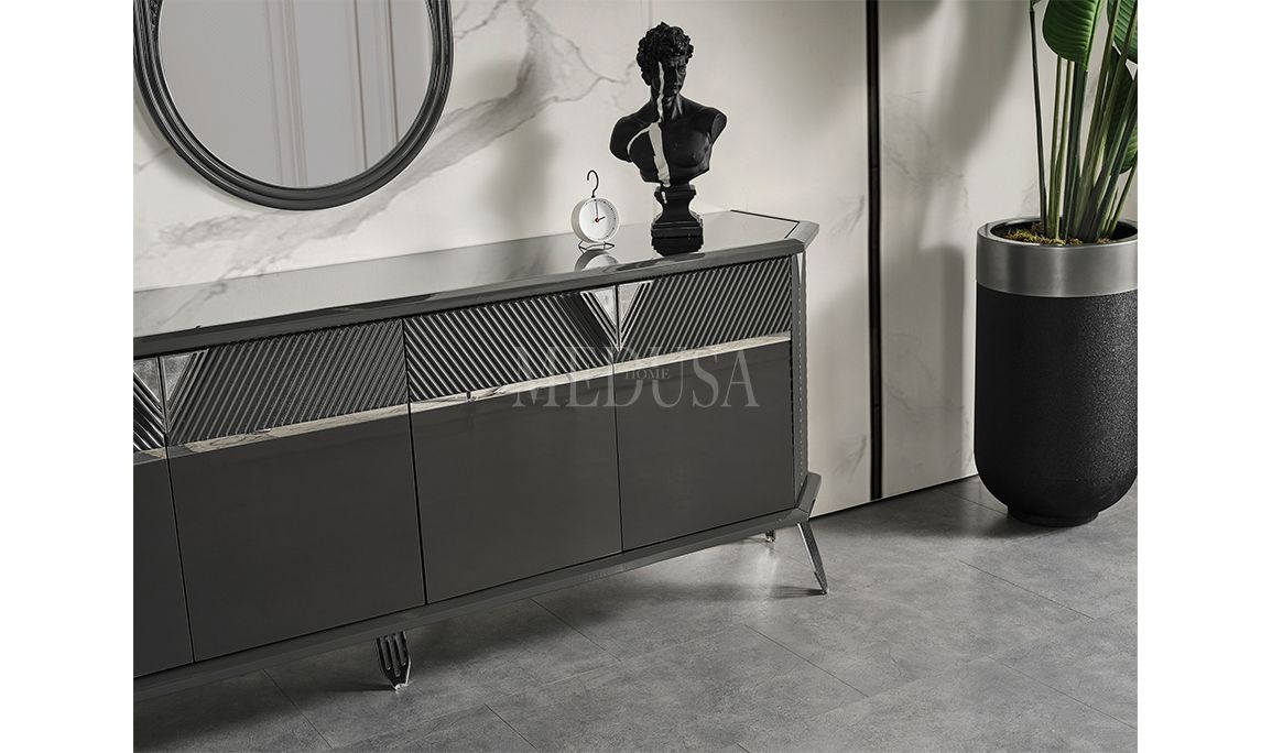 Medusa Home Mobilya - Max Antrasit-Silver Yemek Odası