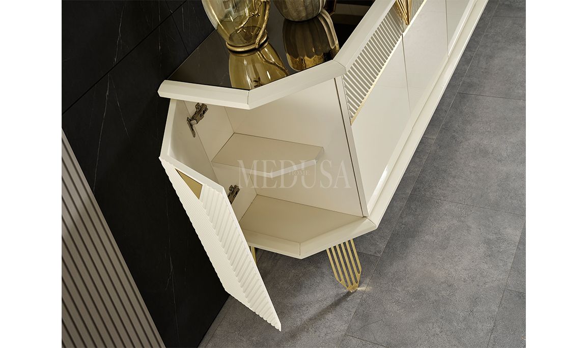 Medusa Home Mobilya - Max Beyaz-Gold Konsol