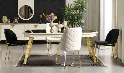 Medusa Home - Max Beyaz-Gold Yemek Masası Medusa Home - Max Beyaz-Gold Yemek Masası