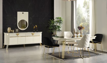 Medusa Home - Max Beyaz-Gold Yemek Odası Medusa Home - Max Beyaz-Gold Yemek Odası