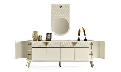 Medusa Home Mobilya - Max Beyaz-Gold Yemek Odası