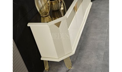 Medusa Home Mobilya - Max Beyaz-Gold Yemek Odası