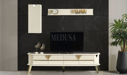 Medusa Home Mobilya - Max Beyaz-Gold Yemek Odası