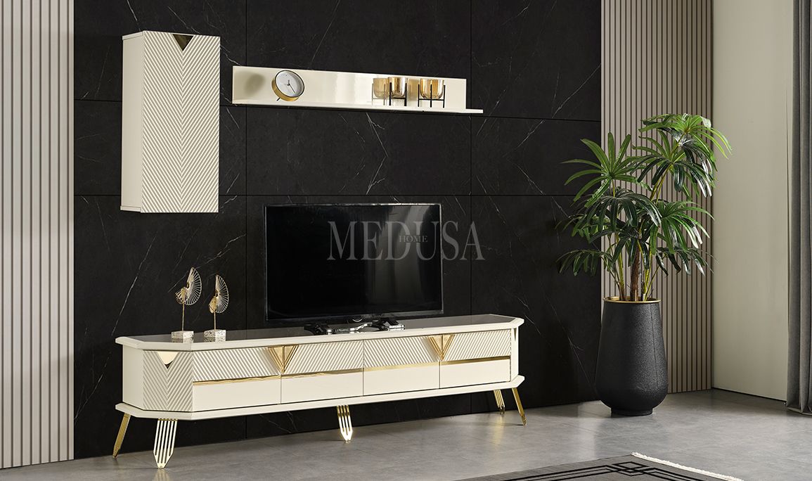 Medusa Home Mobilya - Max Beyaz-Gold Yemek Odası