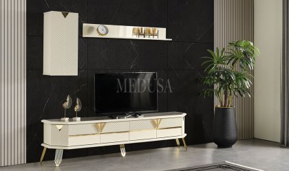 Medusa Home Mobilya - Max Beyaz-Gold Yemek Odası