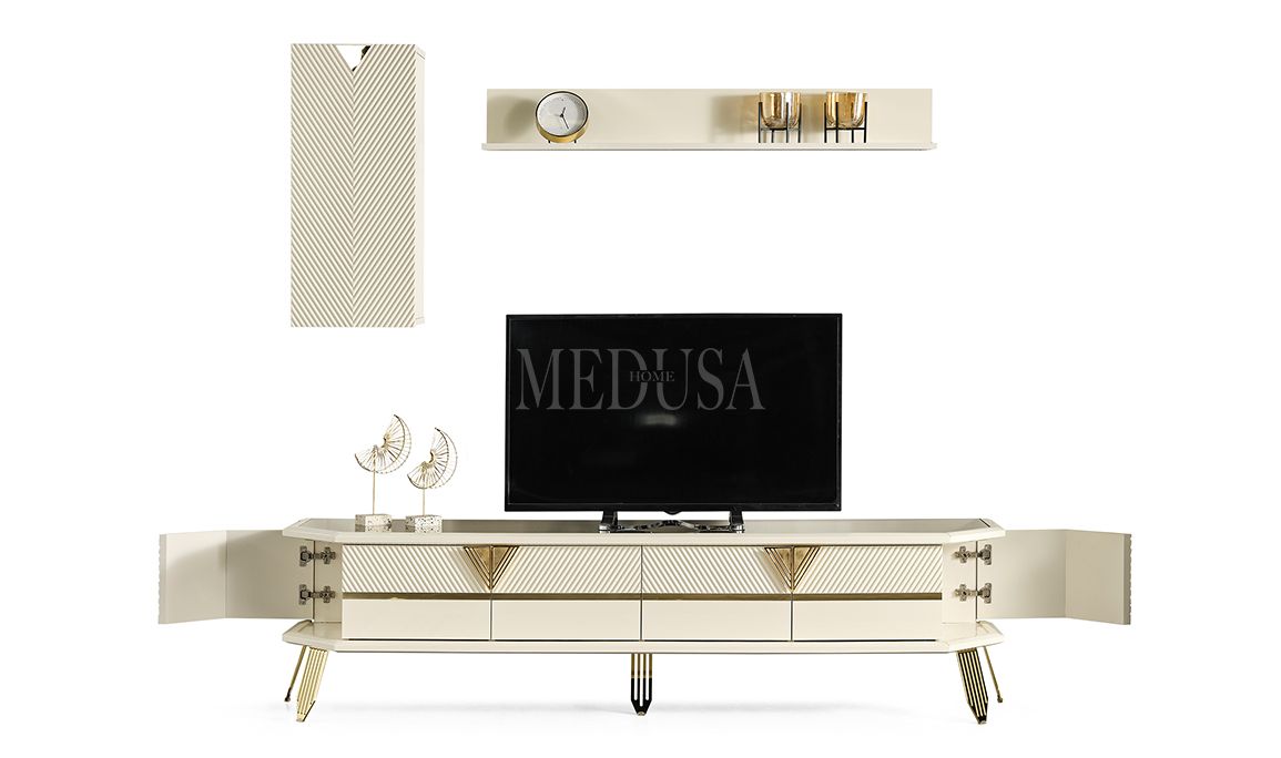 Medusa Home Mobilya - Max Beyaz-Gold Yemek Odası