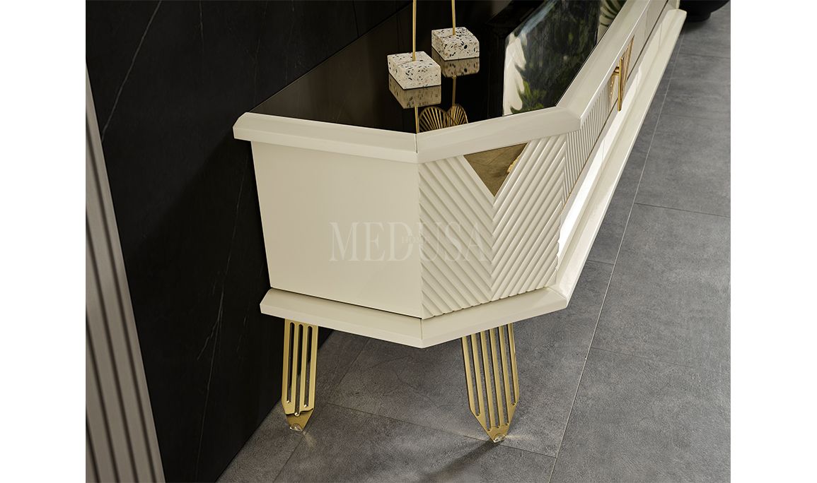 Medusa Home Mobilya - Max Beyaz-Gold Yemek Odası