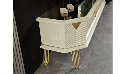 Medusa Home Mobilya - Max Beyaz-Gold Yemek Odası