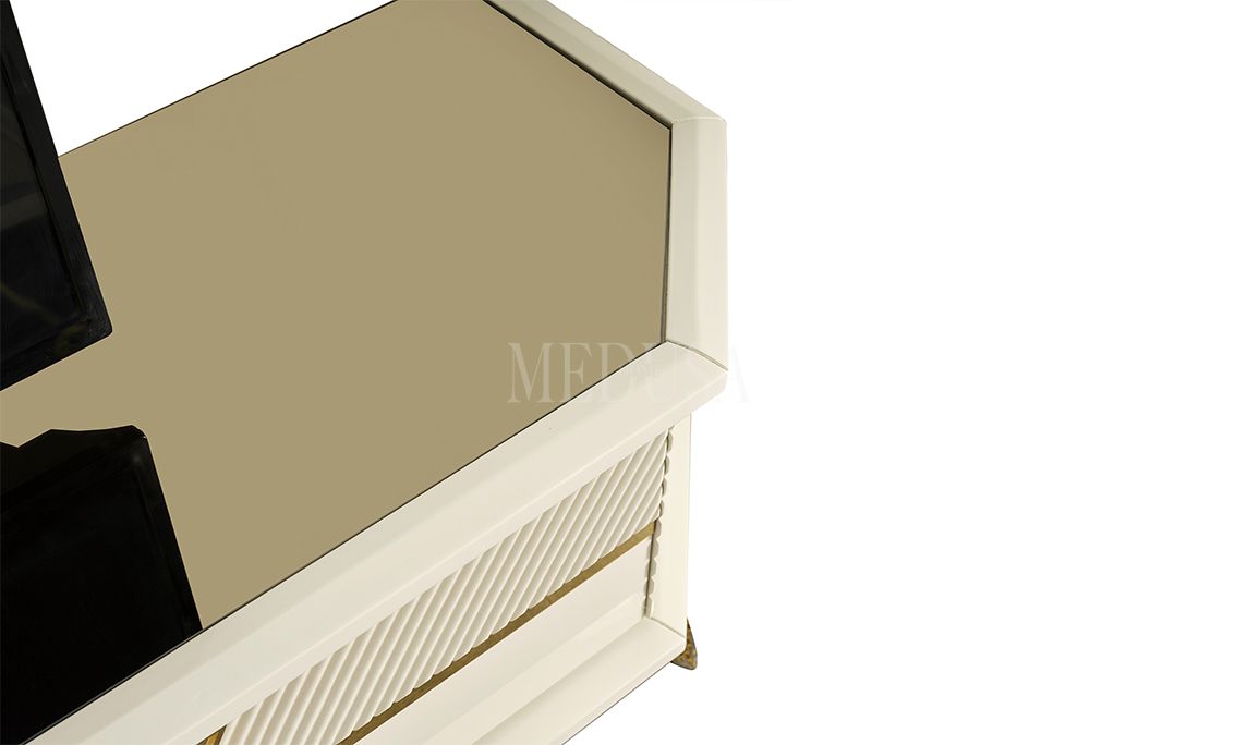 Medusa Home Mobilya - Max Beyaz-Gold Yemek Odası