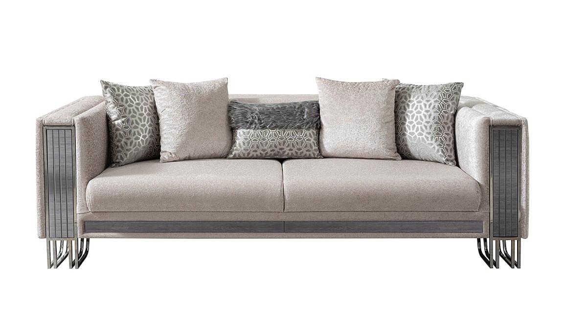 Medusa Home Mobilya - Maxxa Luxury Beyaz Üçlü Koltuk
