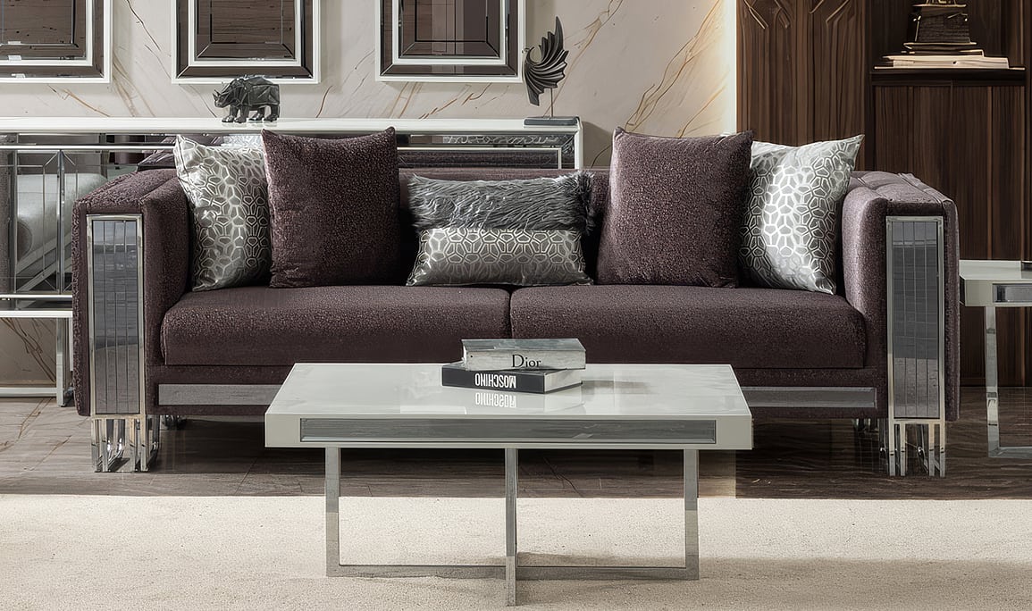 Medusa Home Mobilya - Maxxa Luxury Mürdüm Üçlü Koltuk