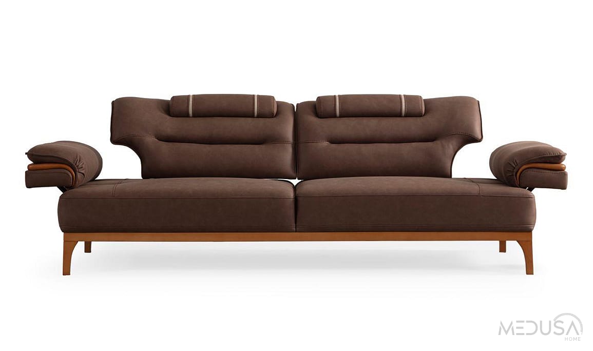 Medusa Home Mobilya - Maybach Kahve Üçlü Koltuk