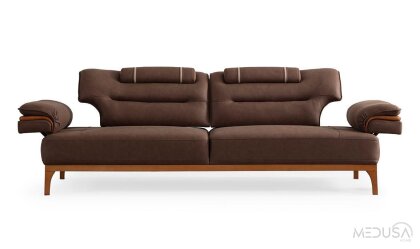 Medusa Home Mobilya - Maybach Kahve Üçlü Koltuk