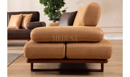 Medusa Home Mobilya - Mayon Ahşap Üçlü Koltuk