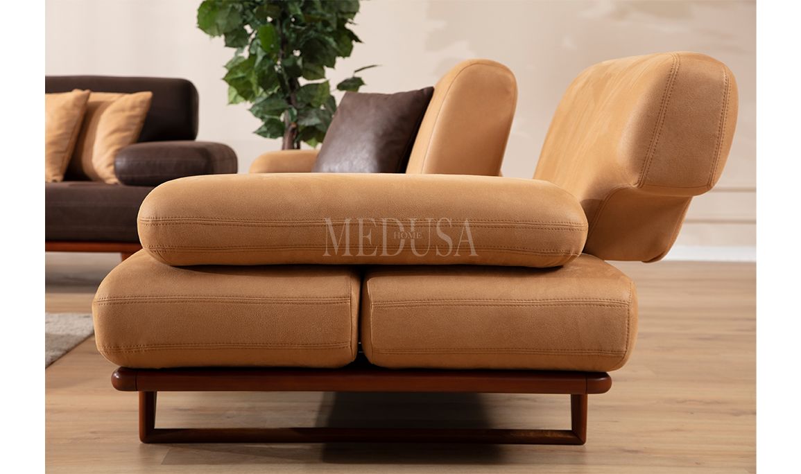 Medusa Home Mobilya - Mayon Ahşap Üçlü Koltuk