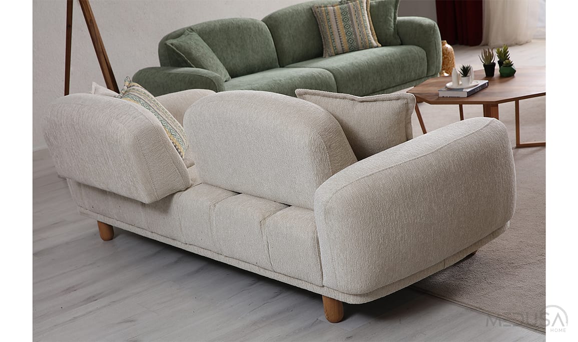 Medusa Home Mobilya - Melody Bohem Krem Üçlü Koltuk