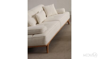 Medusa Home Mobilya - Mikano Beyaz Üçlü Koltuk