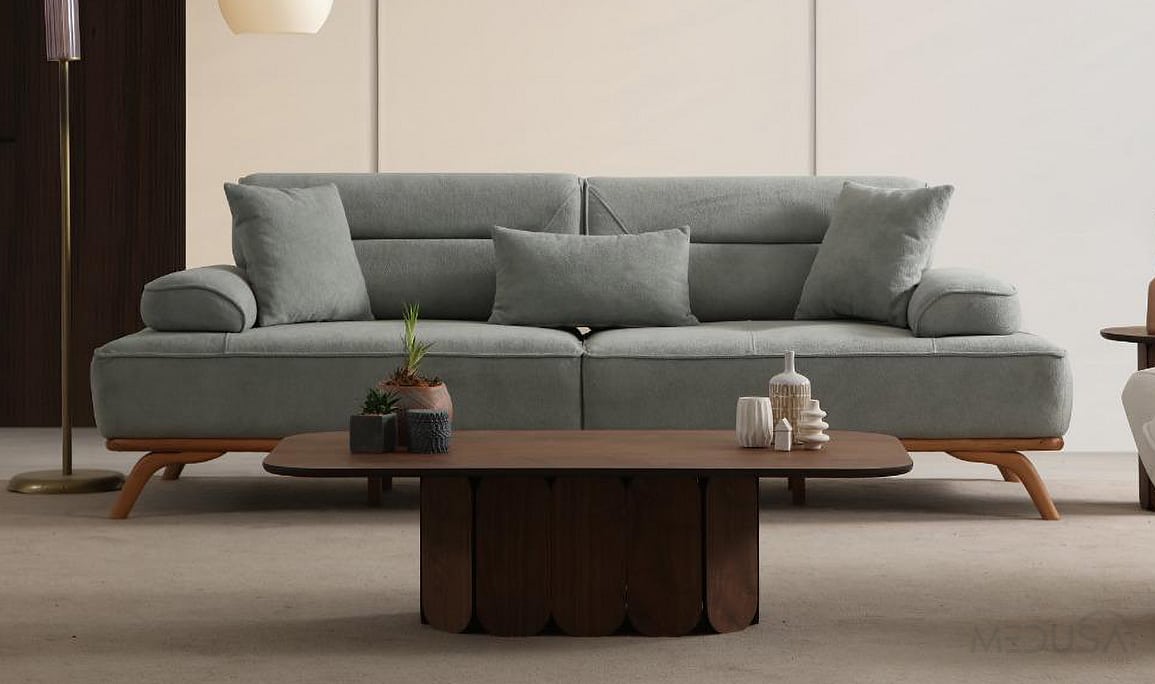 Medusa Home Mobilya - Mikano Yeşil Üçlü Koltuk