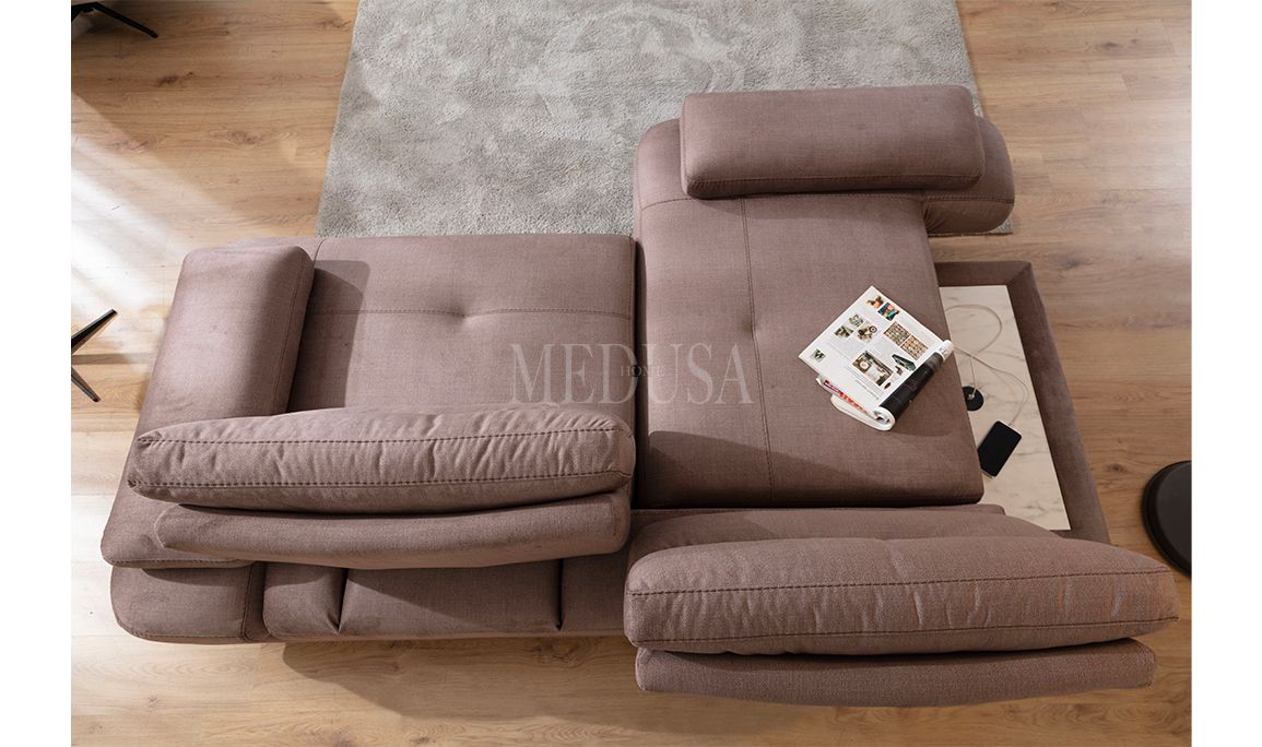 Medusa Home Mobilya - Milan Dinlenmeli Üçlü Koltuk Kahve