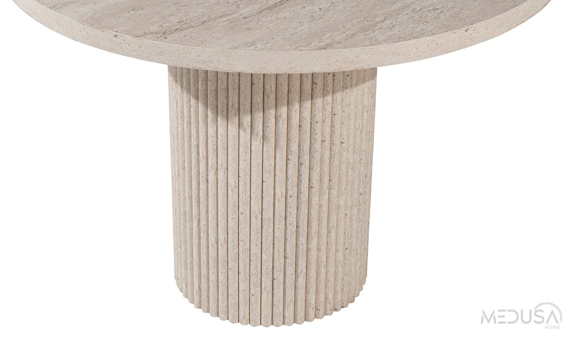 Medusa Home Mobilya - Milan Traverten Mutfak Masası - Yuvarlak
