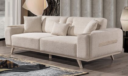 Medusa Home Mobilya - Milanis Beyaz Üçlü Koltuk