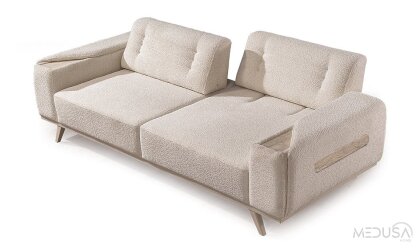 Medusa Home Mobilya - Milanis Beyaz Üçlü Koltuk