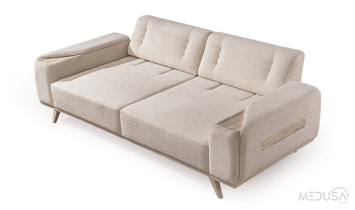 Medusa Home Mobilya - Milanis Beyaz Üçlü Koltuk